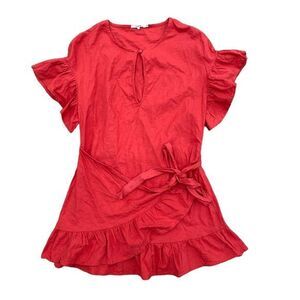Tularosa Jenny Wrap Dress Women's XXS Red Ruffles Tie Waist